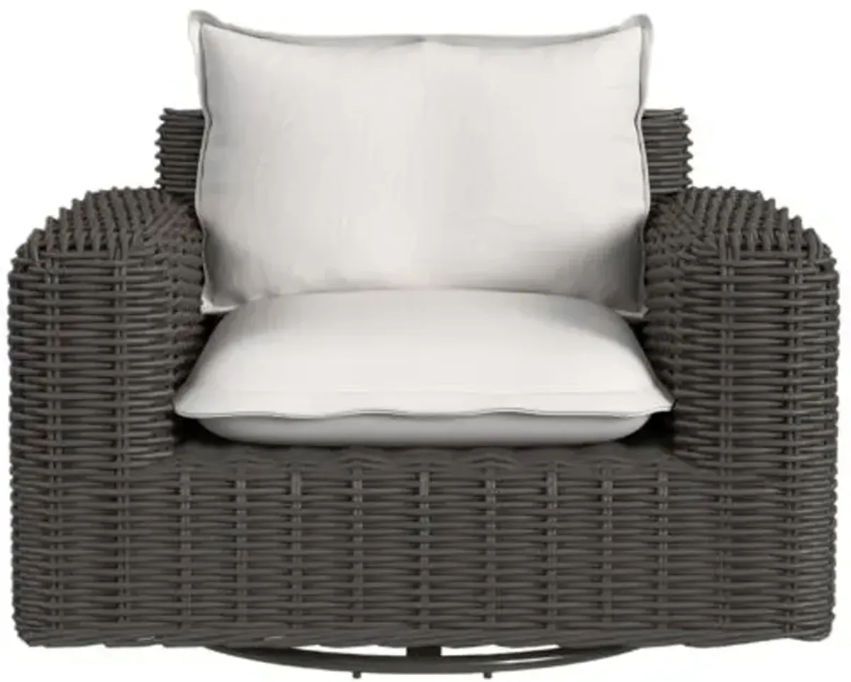 Sylvian Outdoor Aluminum/Resin Wicker Oversized Swivel Club Chair - Dark Wood