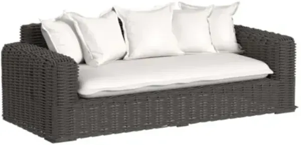 Sylvian Outdoor Aluminum/Resin Wicker Loveseat - Dark Wood - Brown