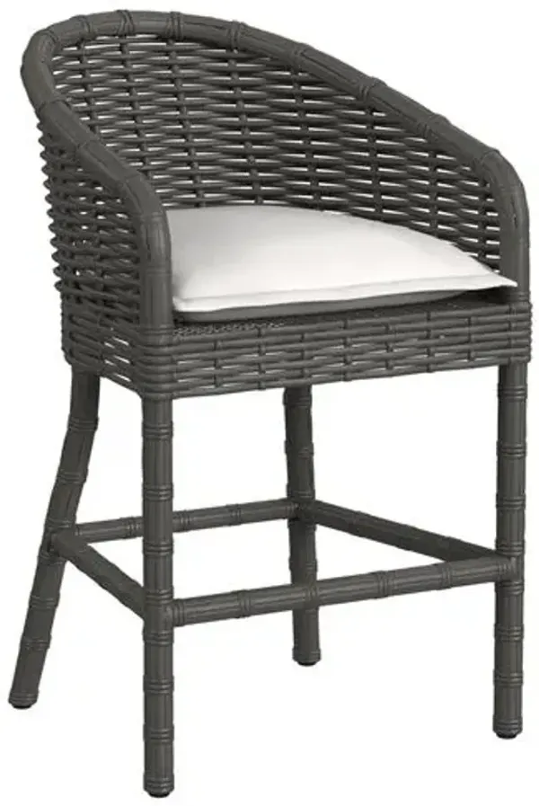 Sylvian Outdoor Aluminum/Resin Wicker Barstool - Dark Wood - Brown