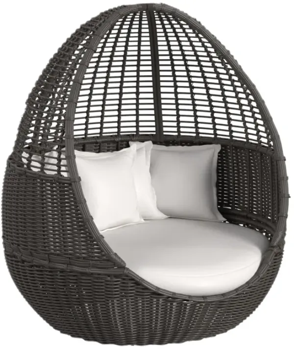 Sylvian Outdoor Aluminum/Resin Wicker Daybed, Dark Wood