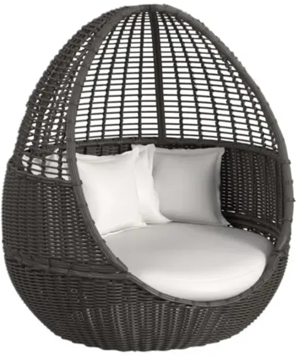 Sylvian Outdoor Aluminum/Resin Wicker Daybed - Dark Wood - Brown - Comfortable, Sturdy