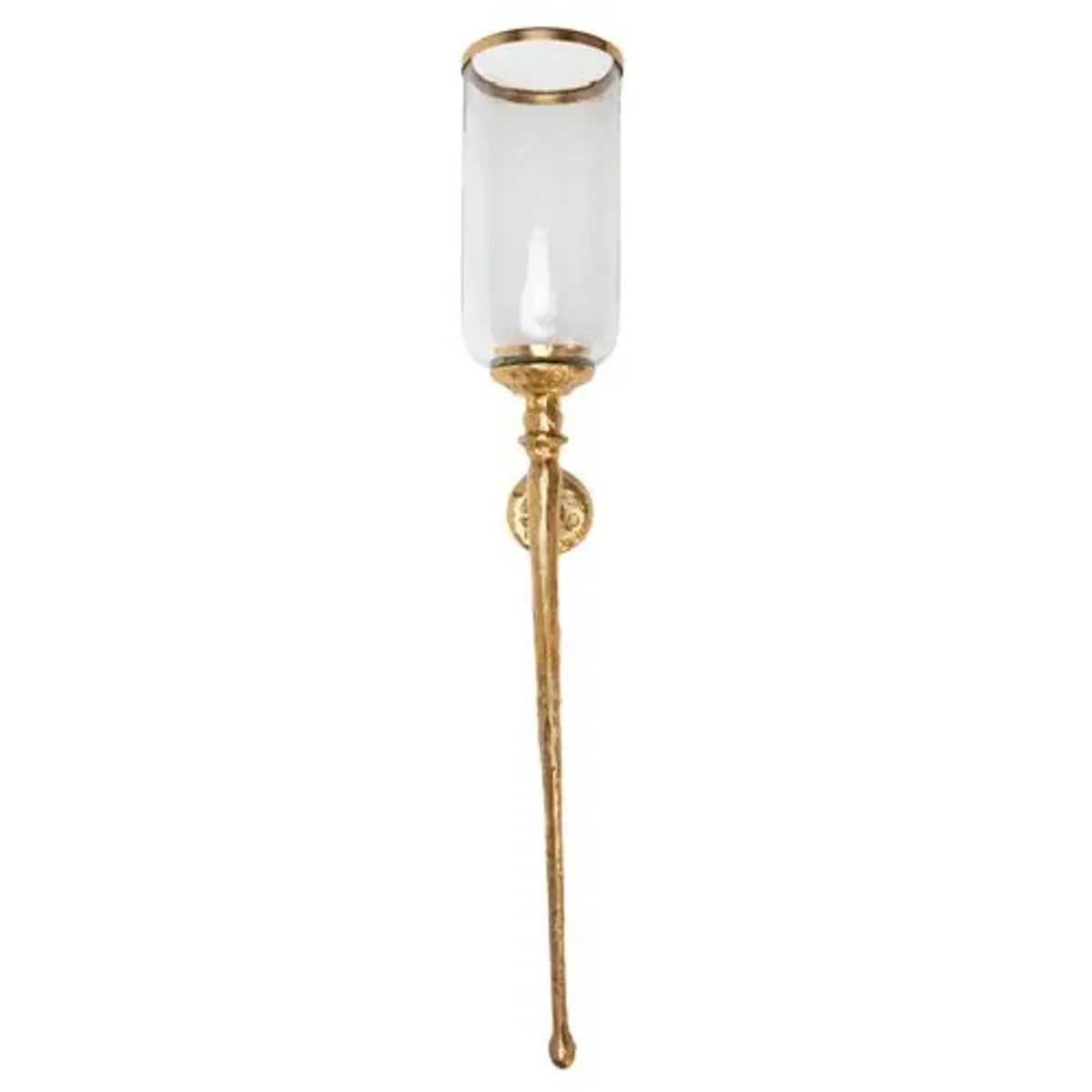 Antique 42"L Gold Hammered Wall Sconce