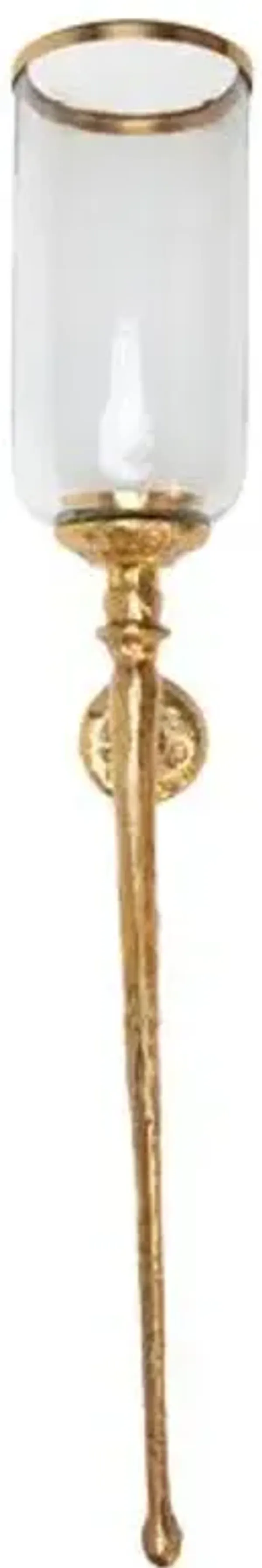 Antique 42"L Gold Hammered Wall Sconce