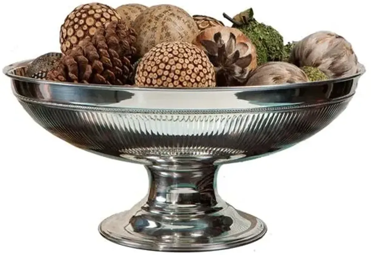 Nickel Finish 22.5" Pedestal Bowl - Silver