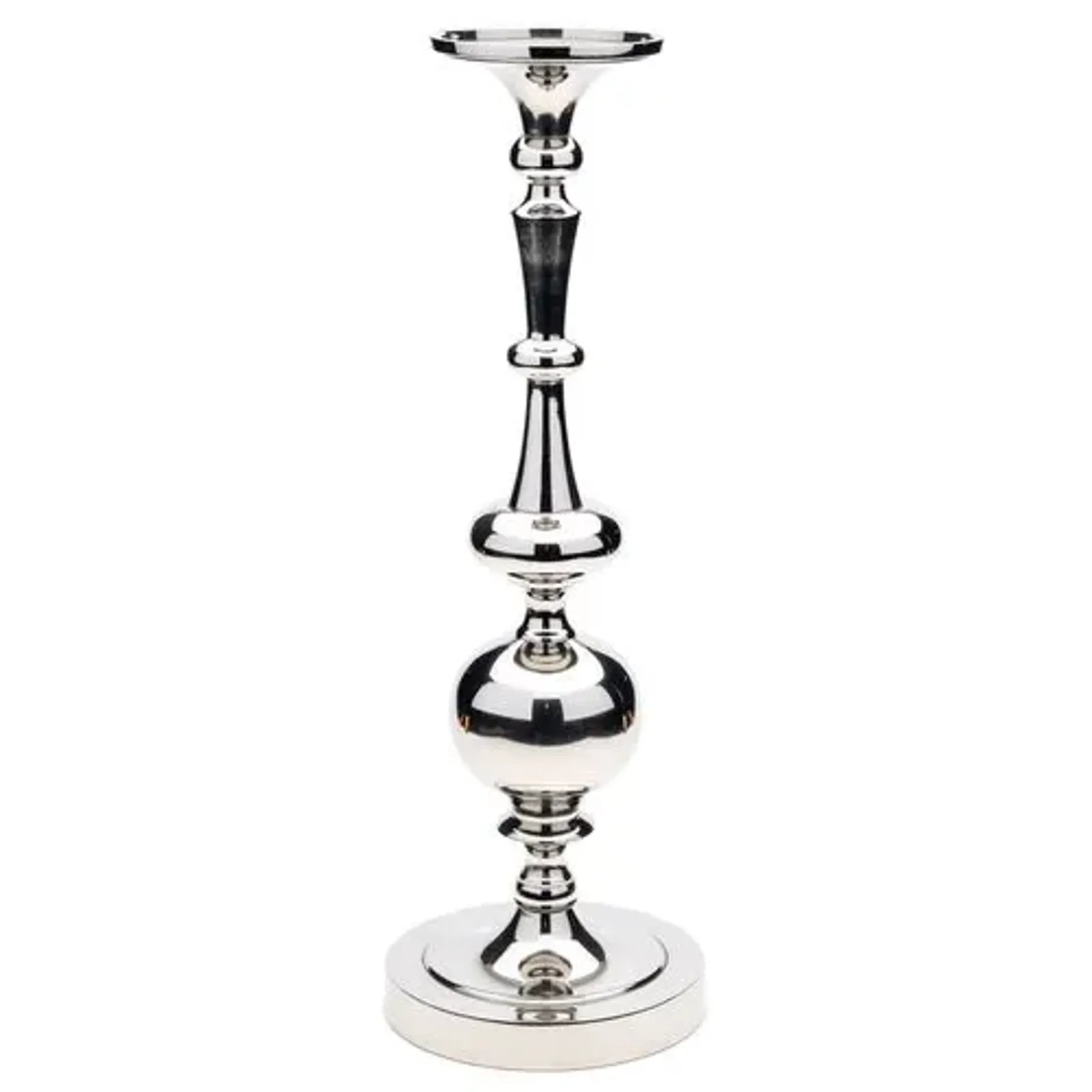 Nickel Pillar Ball Candleholder - Silver