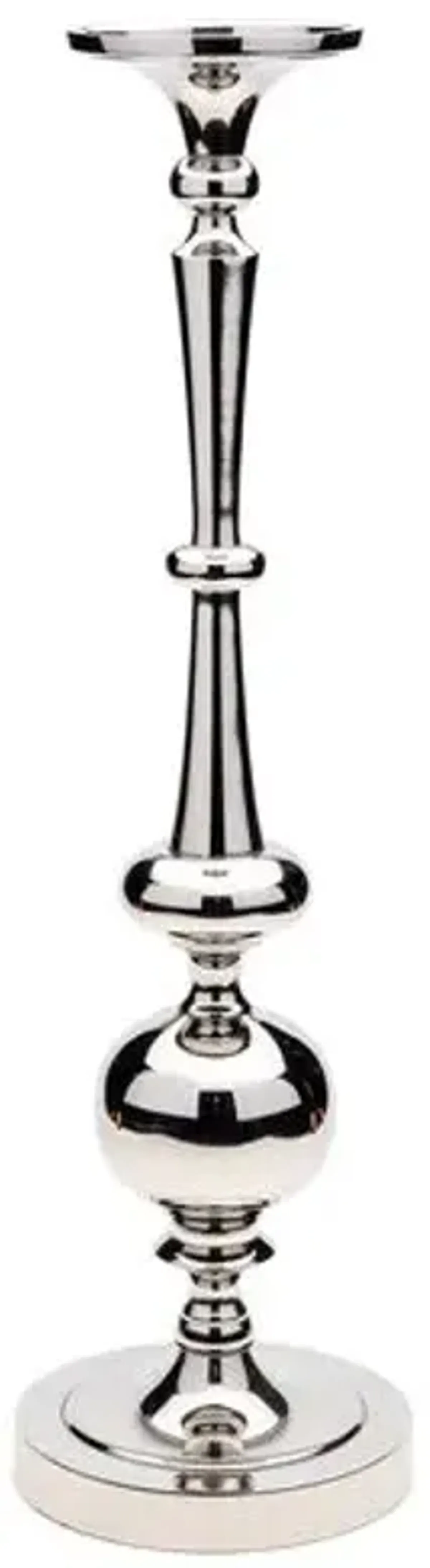 Nickel Pillar Ball Candleholder - Silver