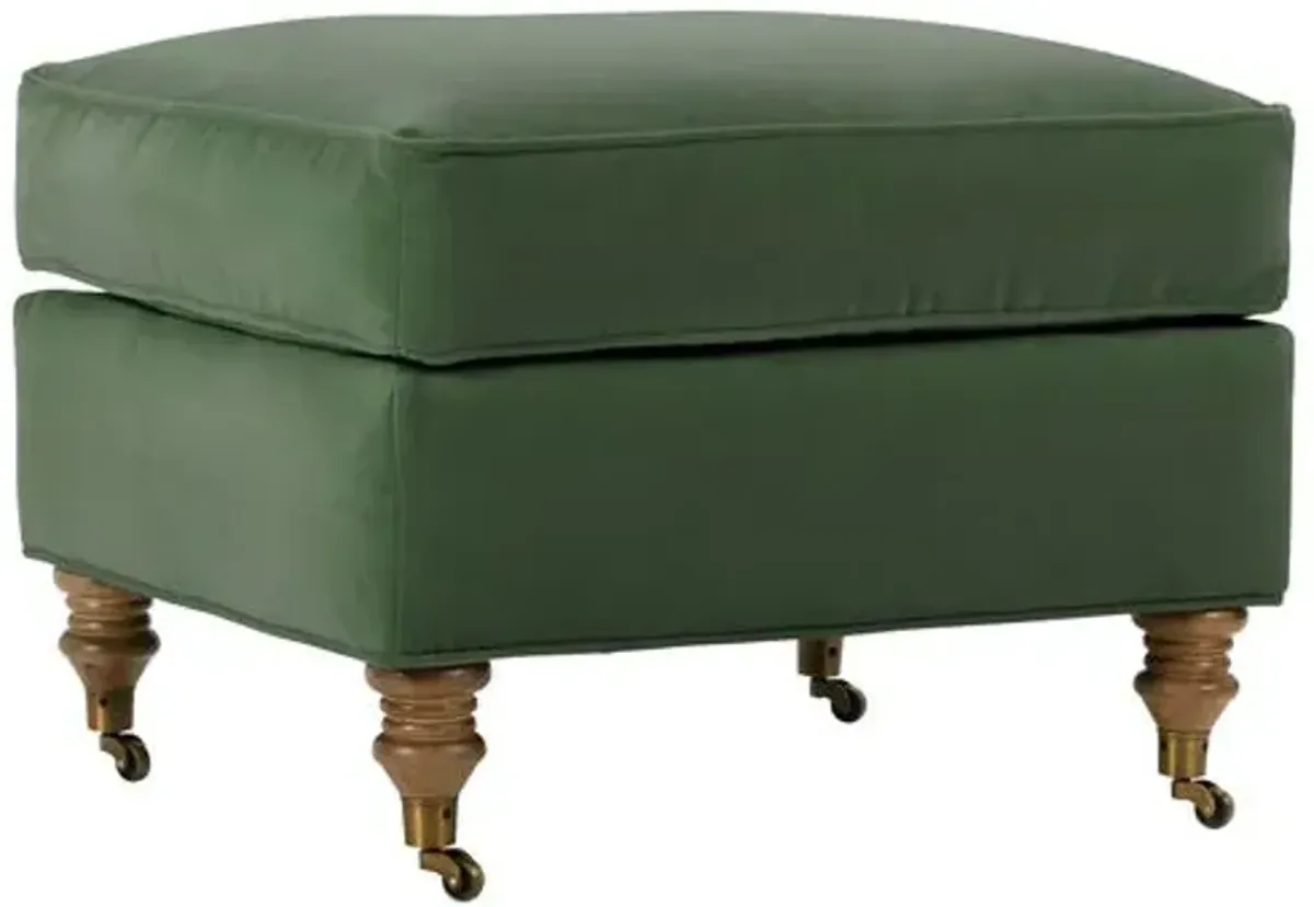 Brooke Velvet Ottoman - Green