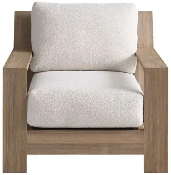 Coastal Living Montclair Outdoor Lounge Chair - Warm Weathered Teak/Harborside Ivory Sunbrella - Brown