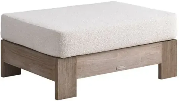 Coastal Living Montclair Outdoor Ottoman - Warm Weathered Teak/Harborside Ivory Sunbrella - Brown