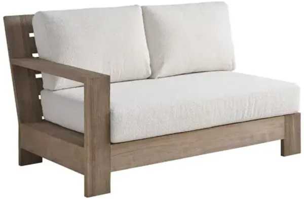 Coastal Living Montclair Outdoor Sectional Loveseat - Warm Weathered Teak/Harborside Ivory Sunbrella - Brown