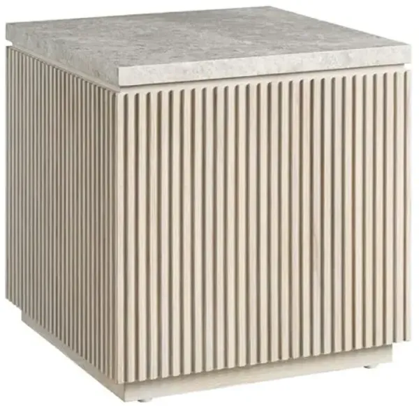 Veridian Fluted Marble Top Side Table - White