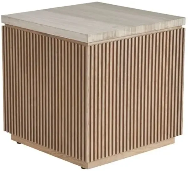 Veridian Fluted Marble Top Side Table - Brown