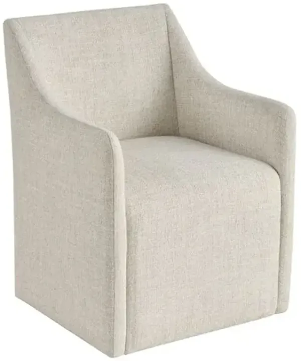 Veridian Upholstered Dining Arm Chair with Casters - Gray Linen
