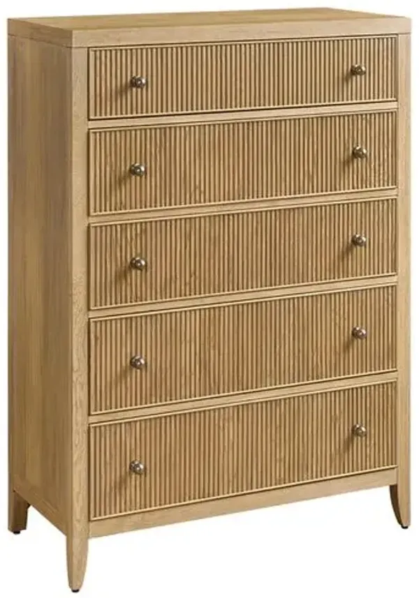 Veridian Fluted 5-Drawer Chest - Brown