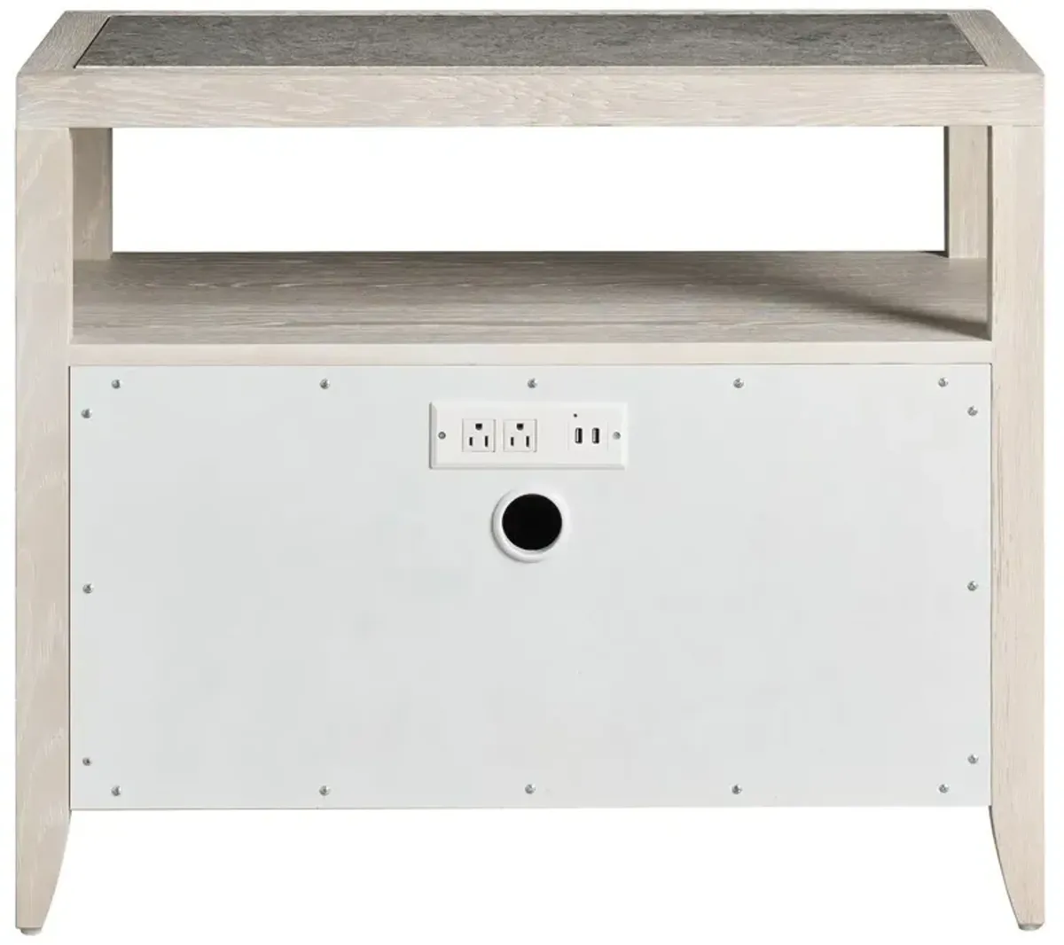 Veridian Fluted 2-Drawer Marble Top Nightstand