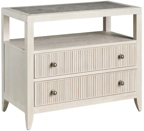 Veridian Fluted 2-Drawer Marble Top Nightstand