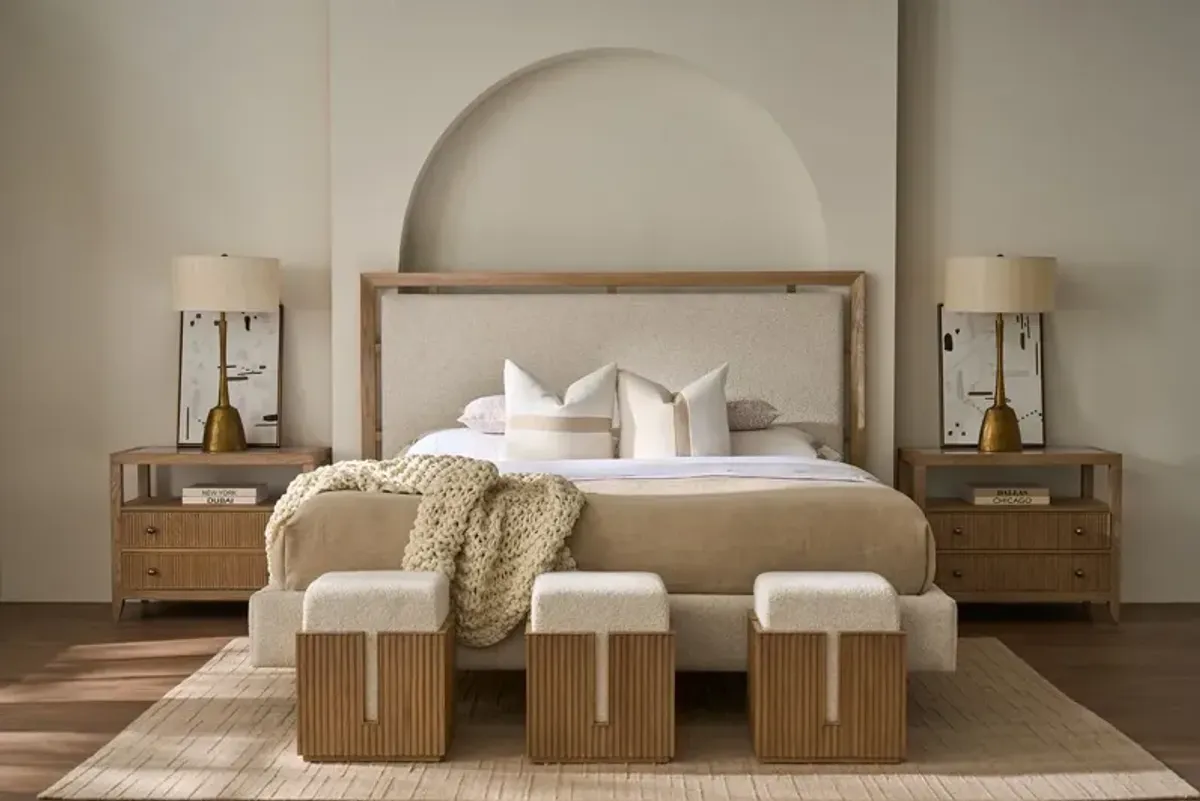 Veridian Fluted 2-Drawer Marble Top Nightstand