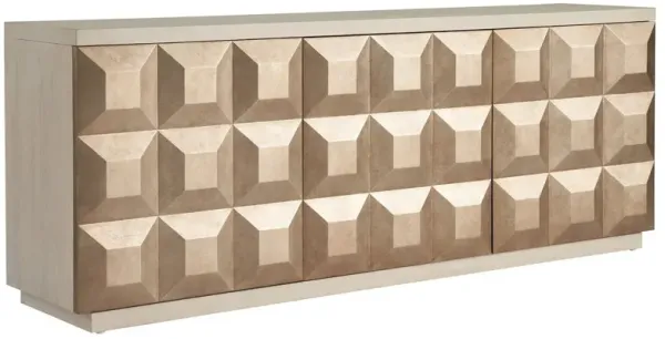 Veridian Credenza, White Oak/Antique Silver Leaf