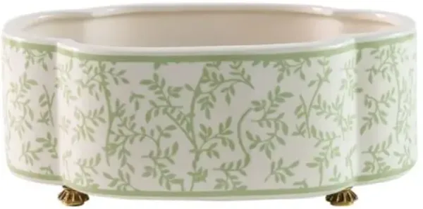 Ghost Blossom Oval Planter - Green - Port 68 - Blue - 5.5Hx14Wx9D in