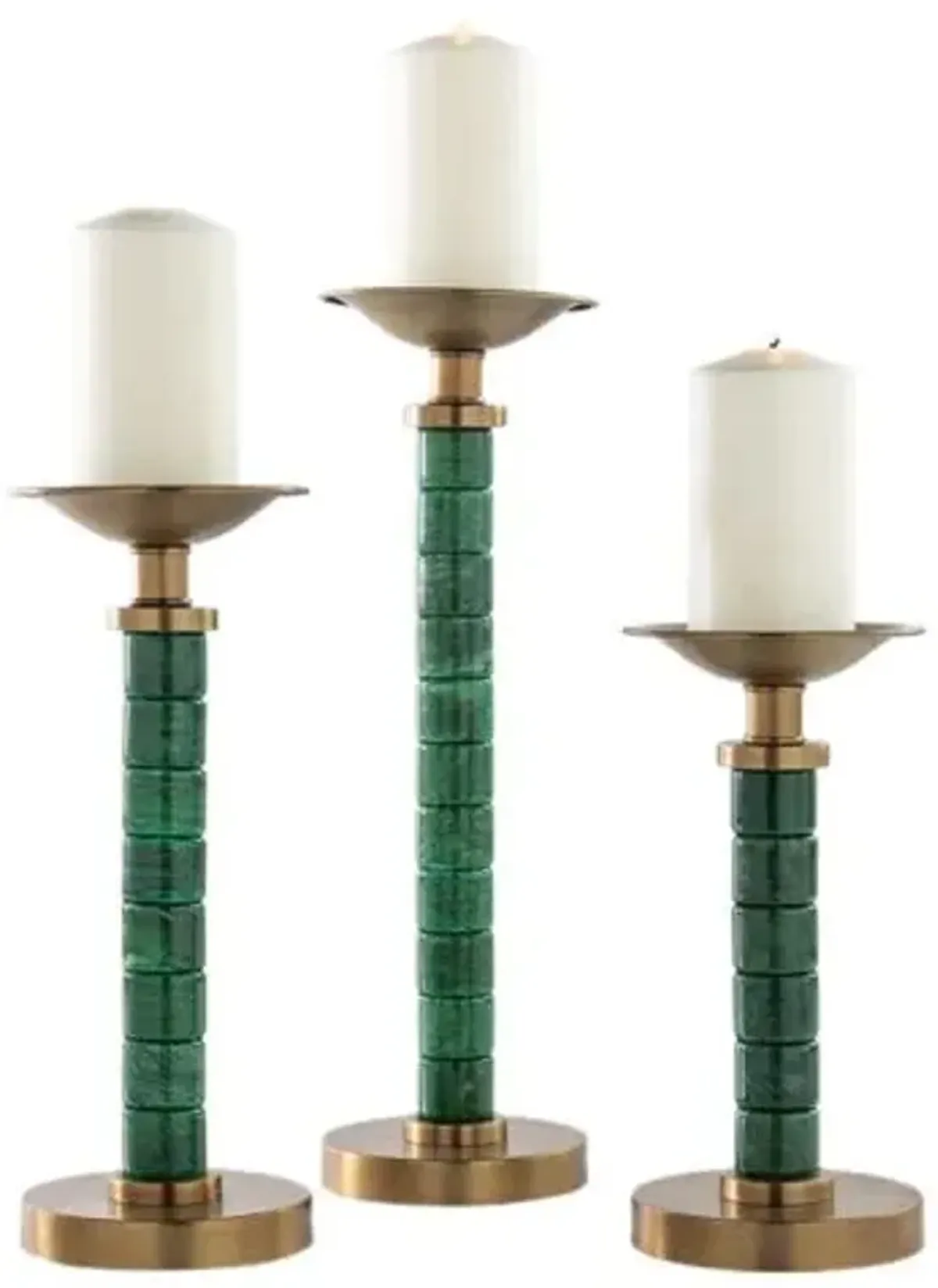 Set of 3 Jade Garden Candlesticks - Port 68 - Green