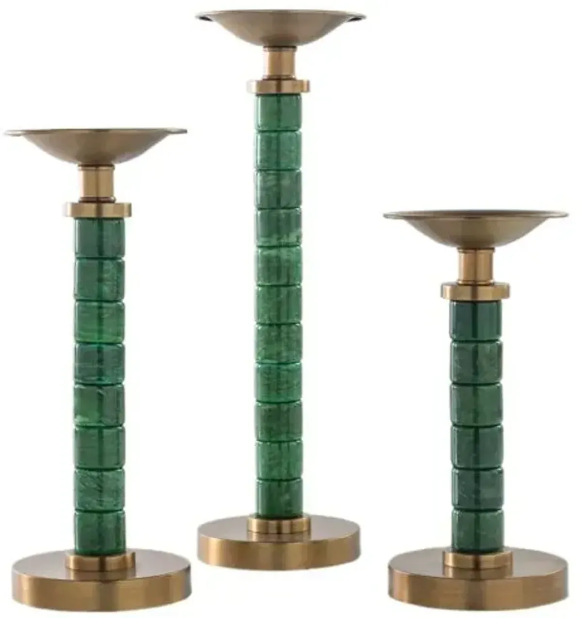 Set of 3 Jade Garden Candlesticks - Port 68 - Green