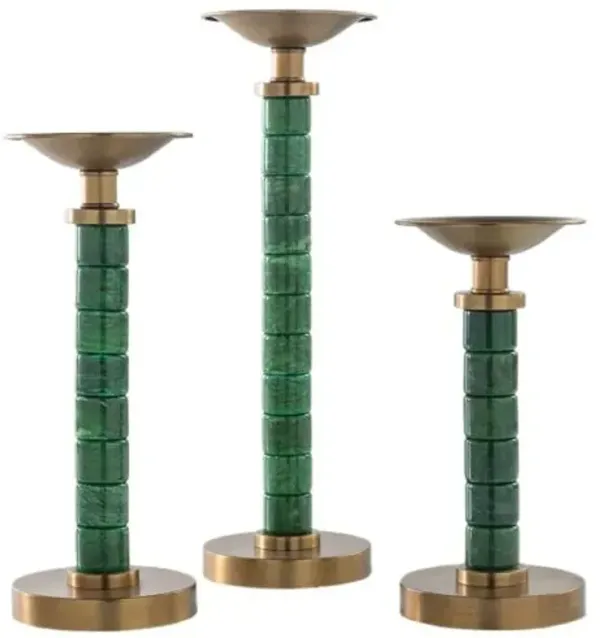 Set of 3 Jade Garden Candlesticks - Port 68 - Green