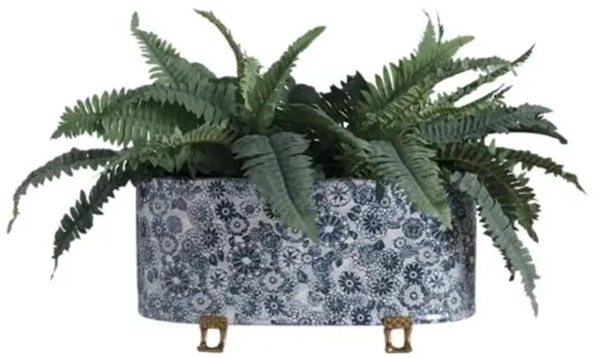 Siberian Tiger Oval Planter - Blue - Port 68 - 8.5Hx18Wx8D in