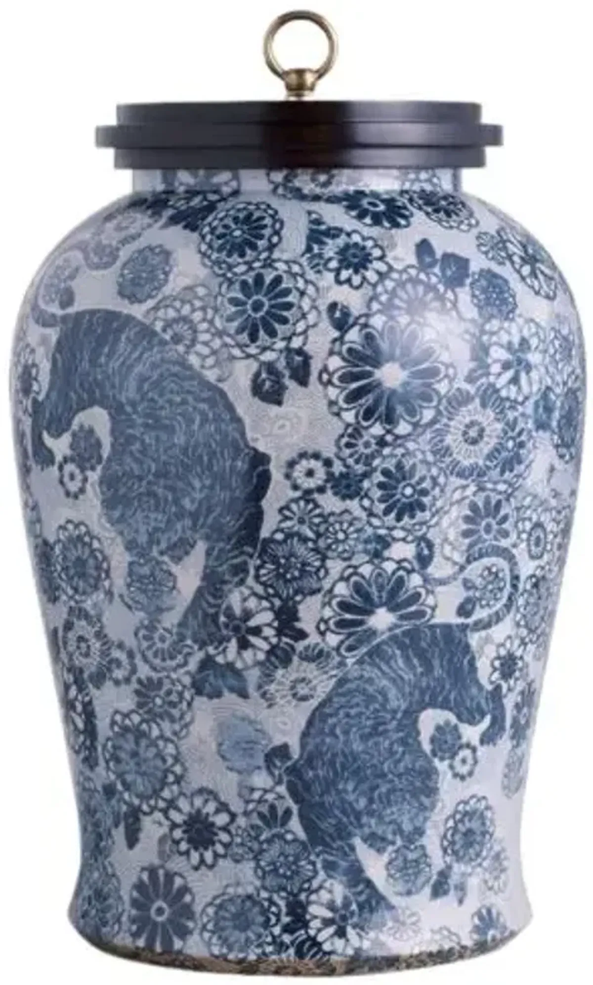 Siberian Tiger Jar with Wooden Lid - Blue - Port 68