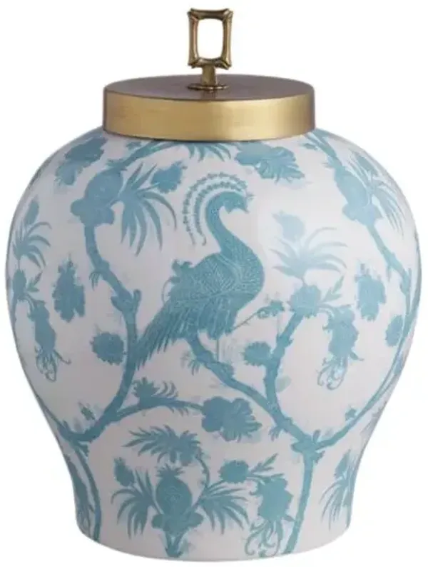Balinese Scalamandre Peacock Jar - Port 68 - Blue