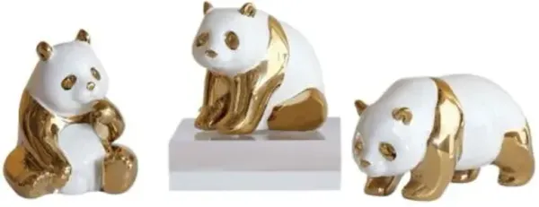 Set of 3 Panda Objects - Port 68 - White