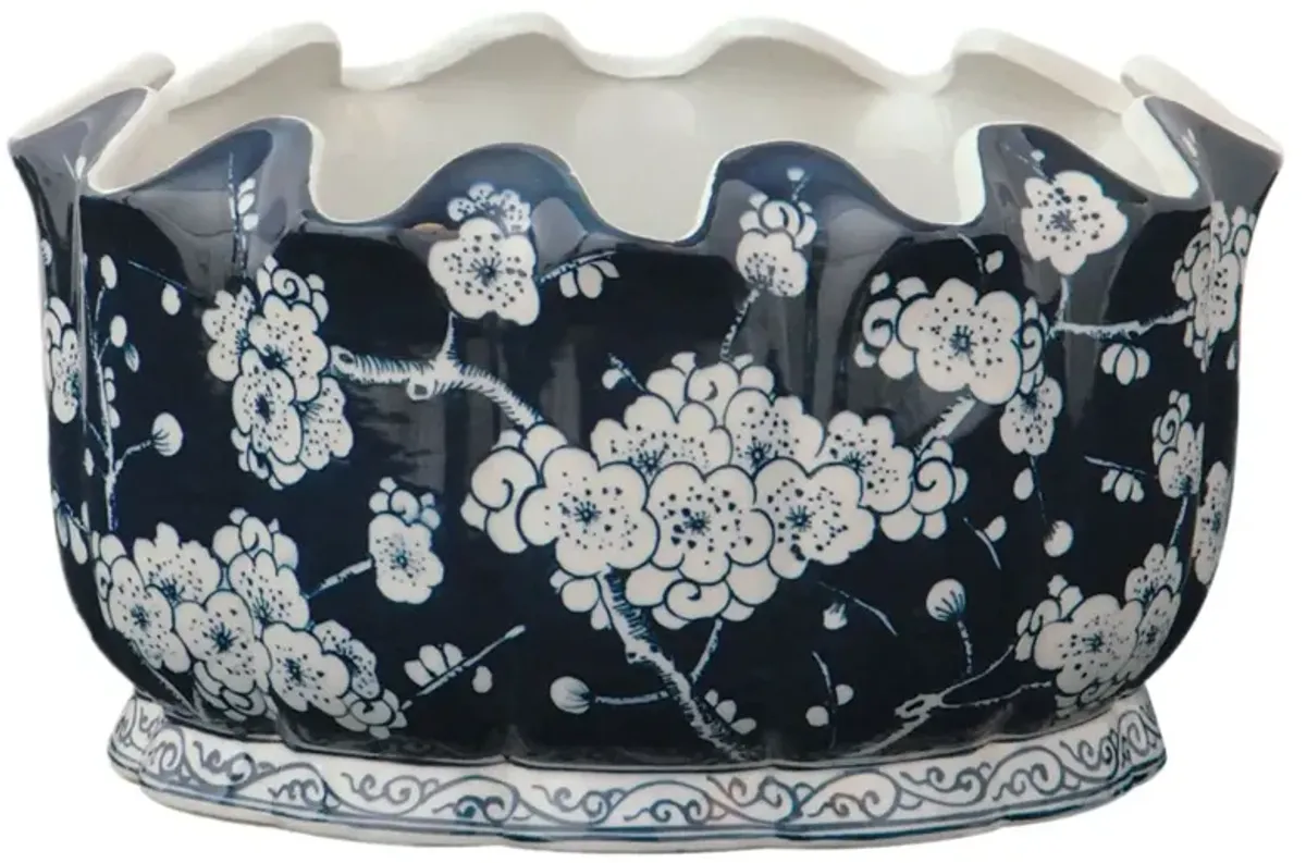 Sakura Indoor/Outdoor Oval Planter, Blue