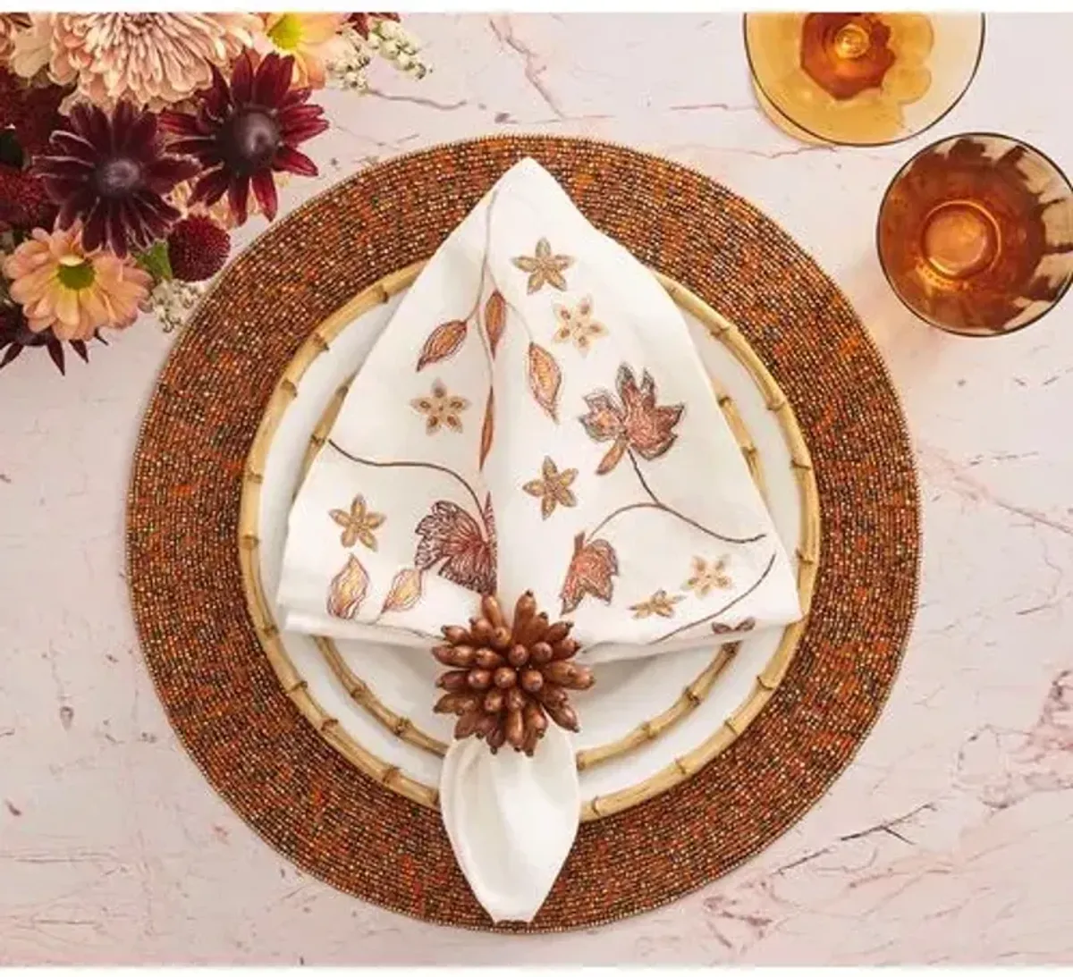 Set of 4 Autumn Rush Placemats - Kim Seybert - Brown