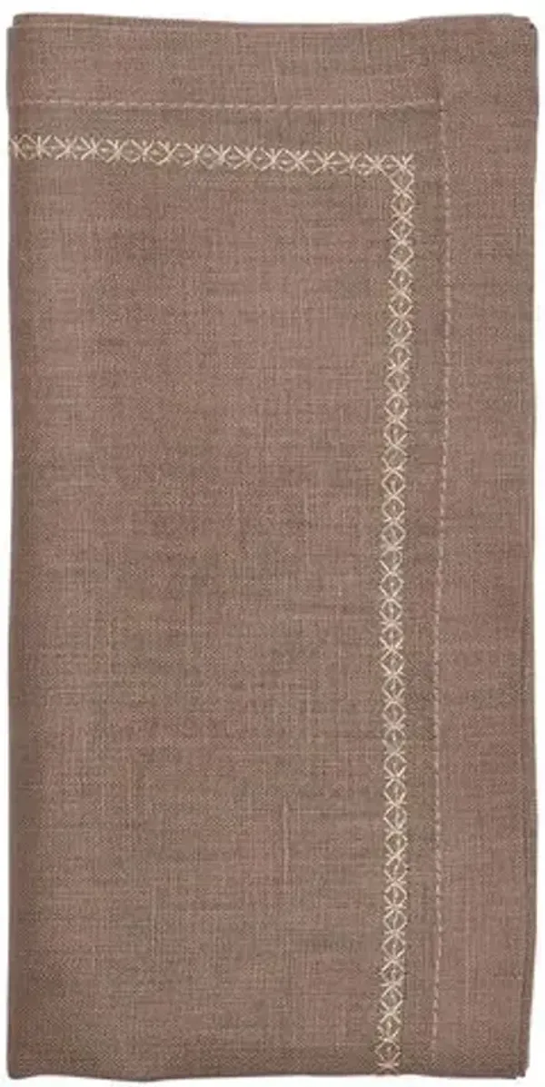 Set of 4 Classic Napkins - Kim Seybert - Brown