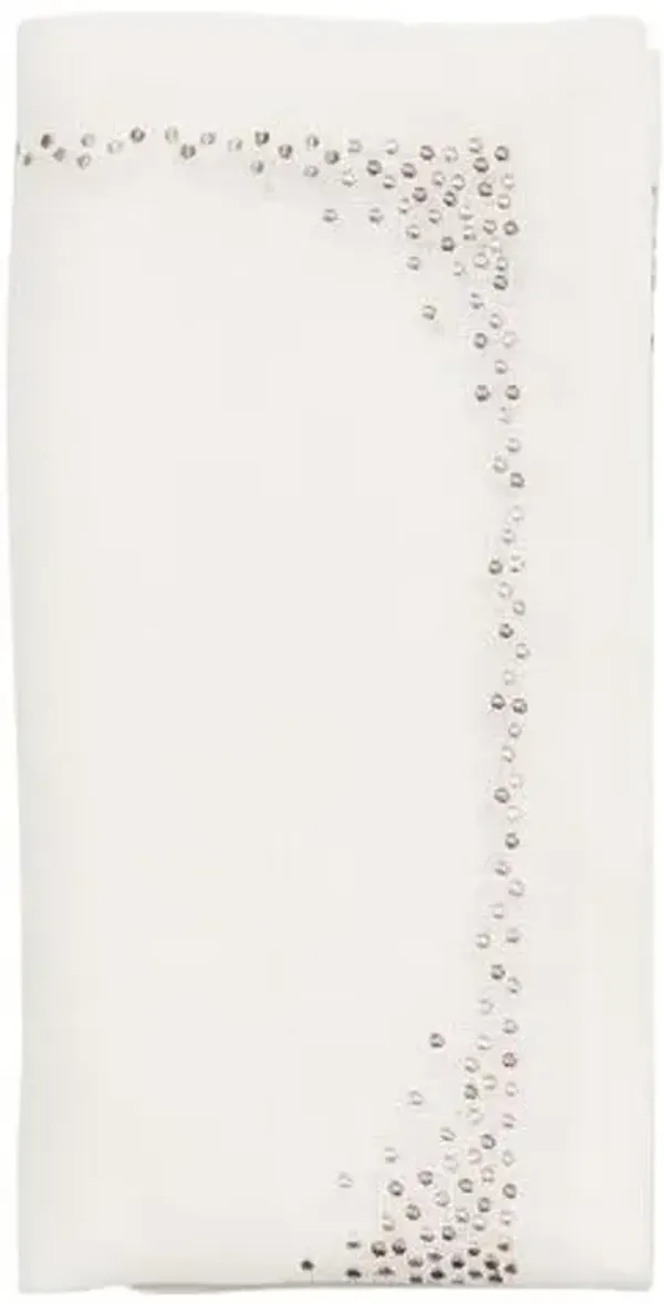 Set of 4 Pin Dot Napkins - White - Natural & Gray - Kim Seybert
