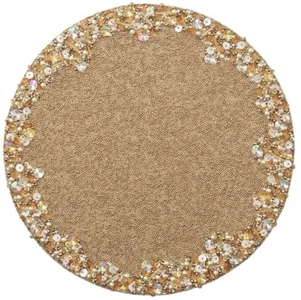 Set of 2 Supernova Placemats - Champagne & Crystal - Kim Seybert - Gold