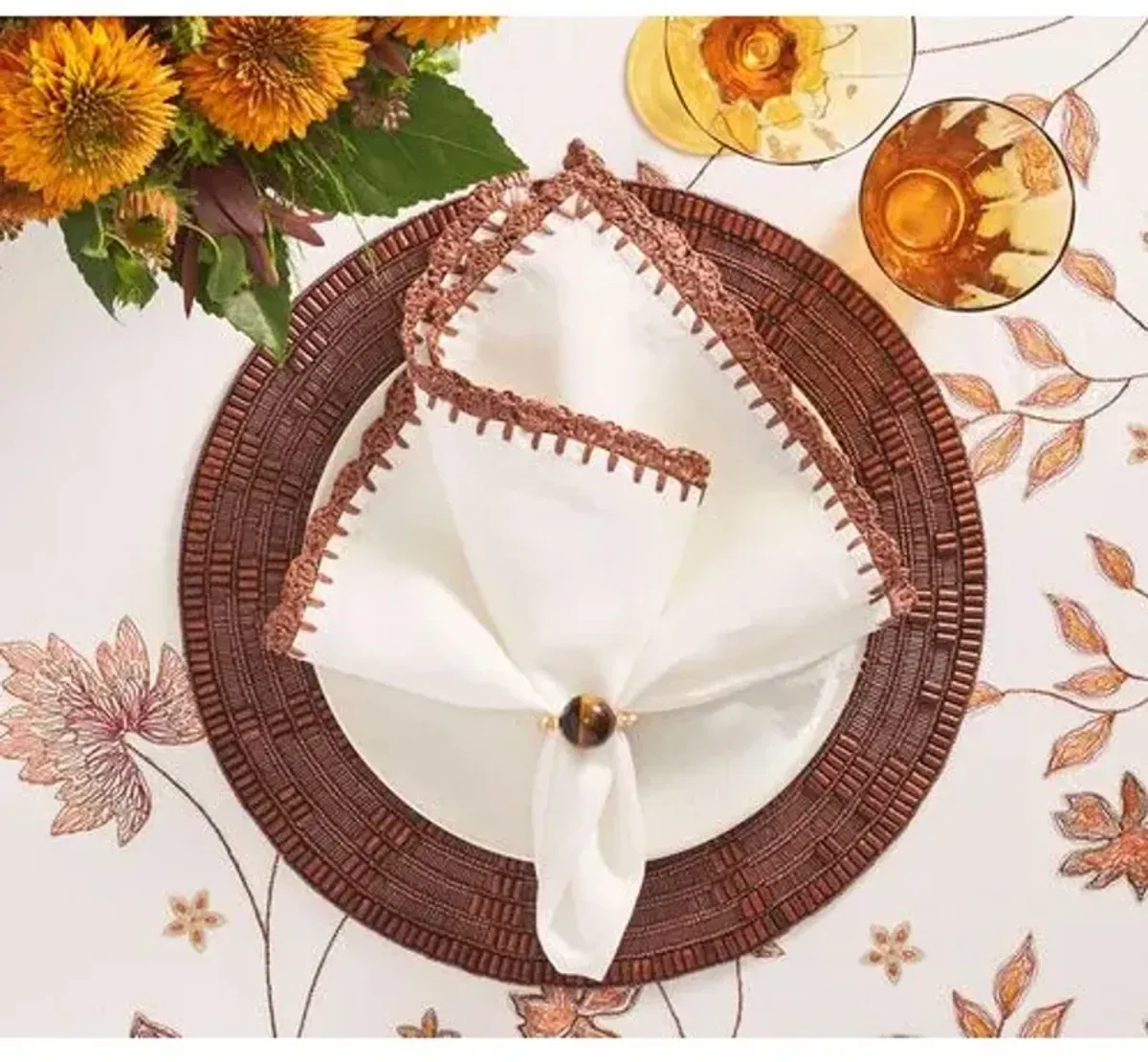 Set of 2 Wood Matrix Placemats - Brown - Kim Seybert - Handcrafted