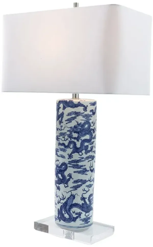 Dragon 32" Cylinder Table Lamp - Blue - Port 68