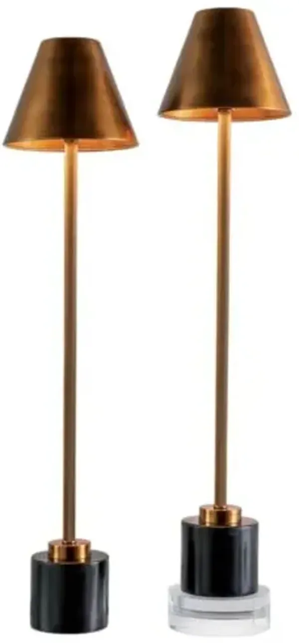 Set of 2 Parliament Marble Buffet Lamps - Port 68 - Gold