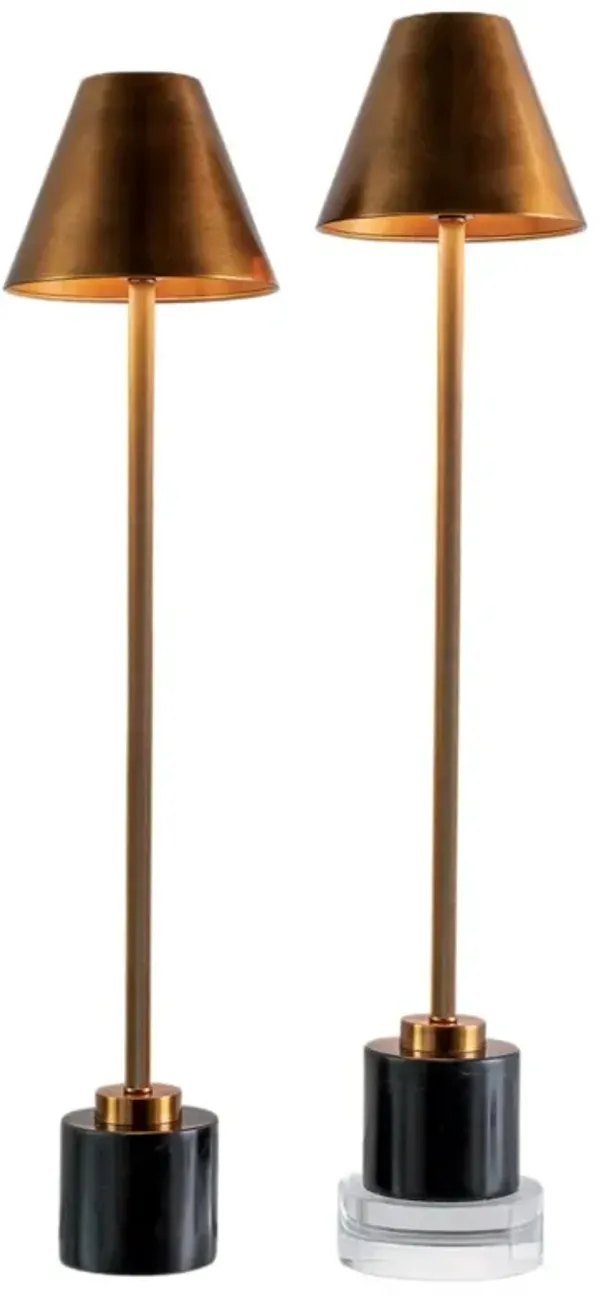 Set of 2 Parliament Marble Buffet Lamps - Port 68 - Gold