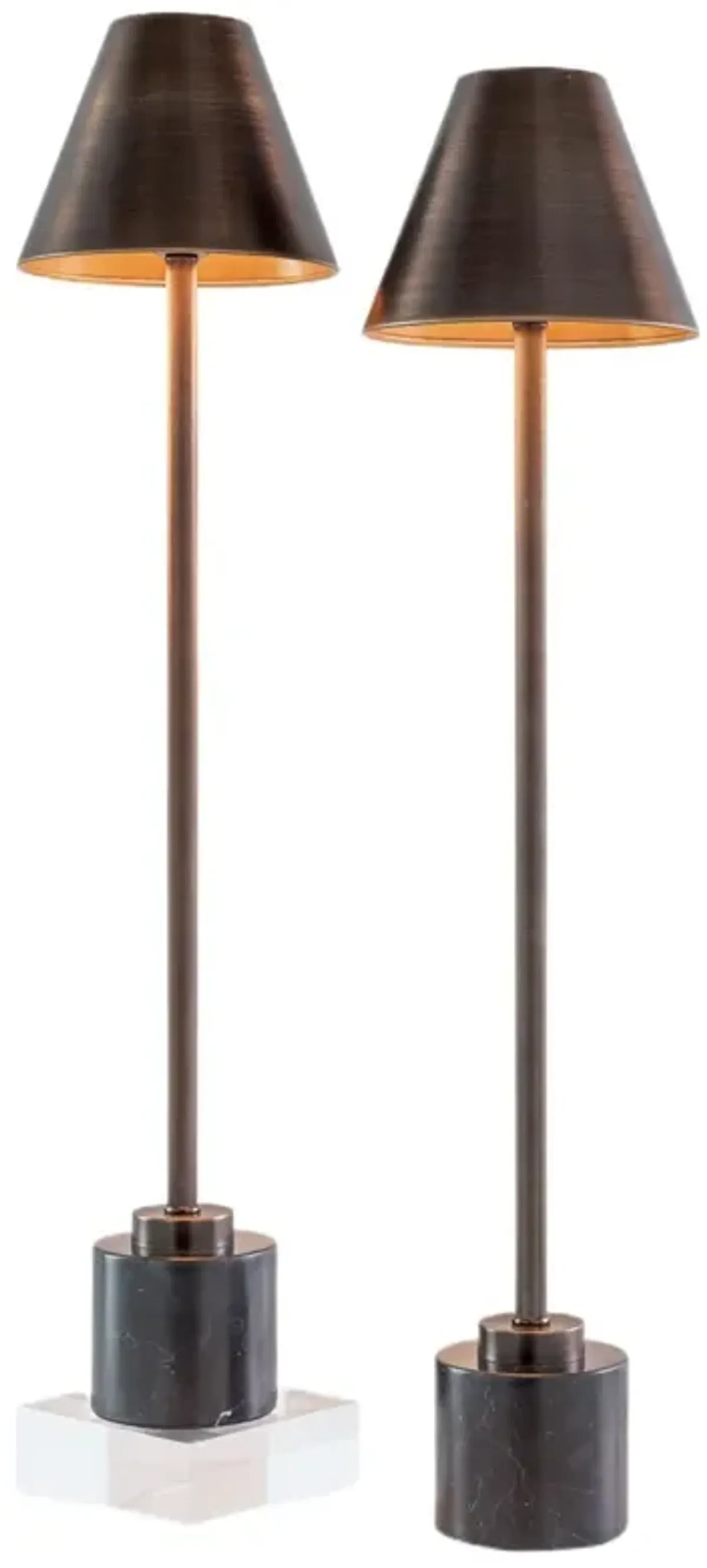 Set of 2 Parliament Marble Buffet Lamps - Port 68 - Brown