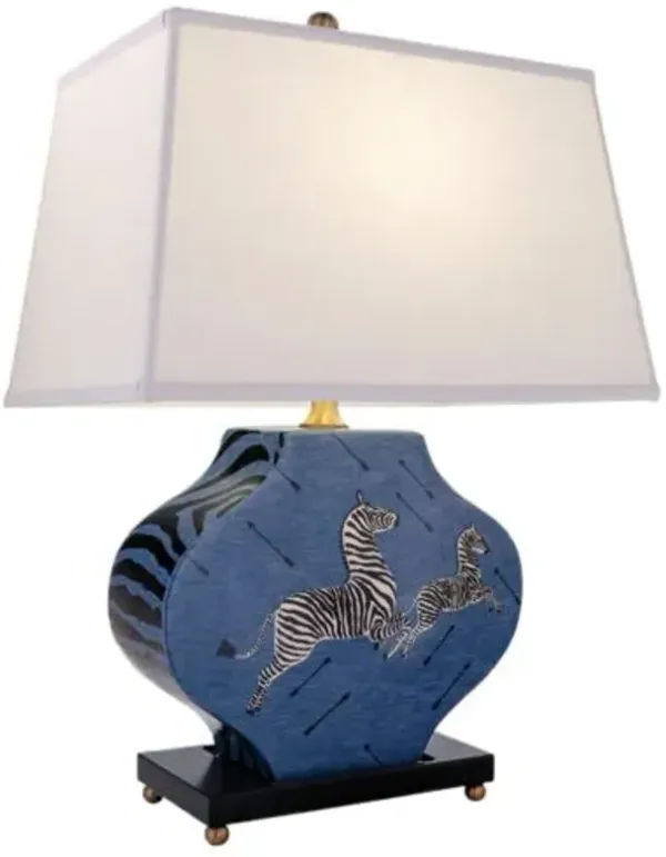 Zebra Scalamandre 27" Table Lamp - Port 68 - Blue
