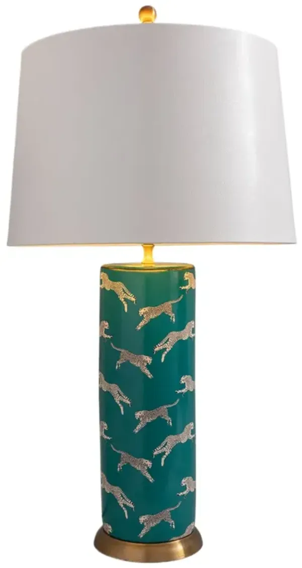 Leaping Cheetah 33" Table Lamp - Teal - Port 68 - Blue