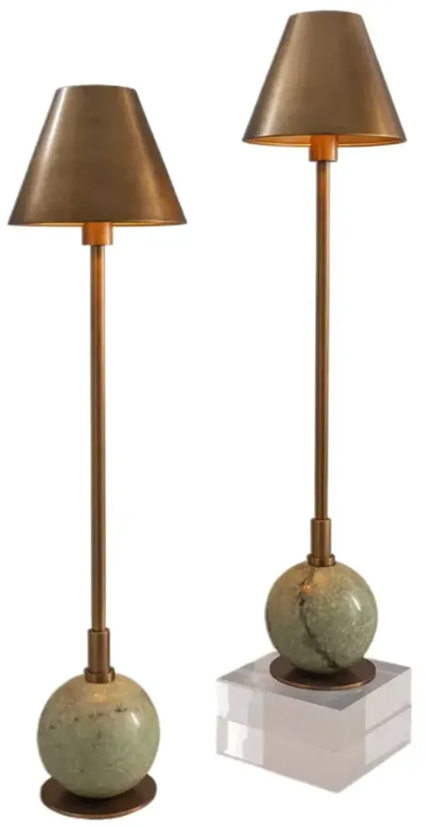 Set of 2 Boston 32" Brass Buffet Lamps - Port 68 - Green