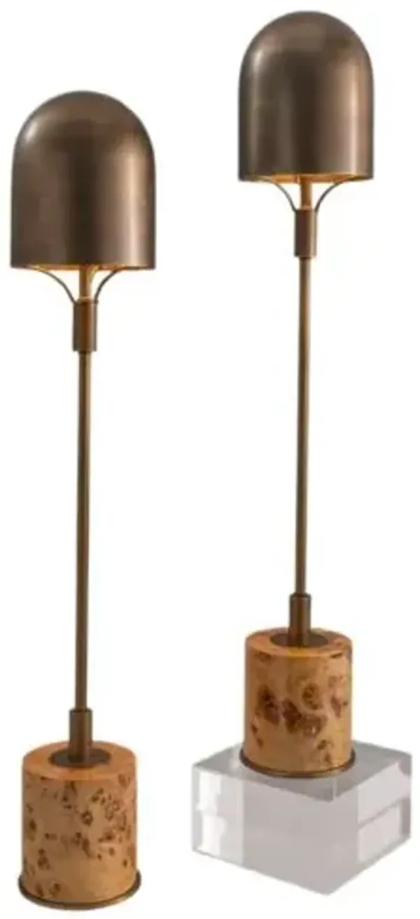 Set of 2 OPPA 32" Burl Wood Buffet Lamps - Port 68 - Brown