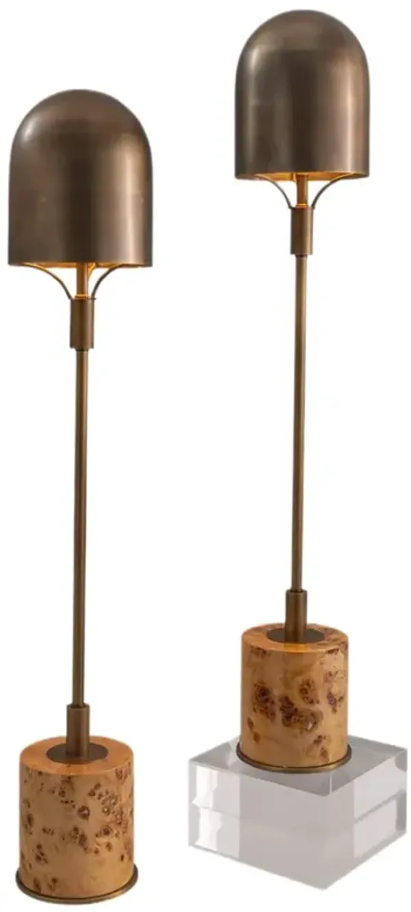 Set of 2 OPPA 32" Burl Wood Buffet Lamps - Port 68 - Brown