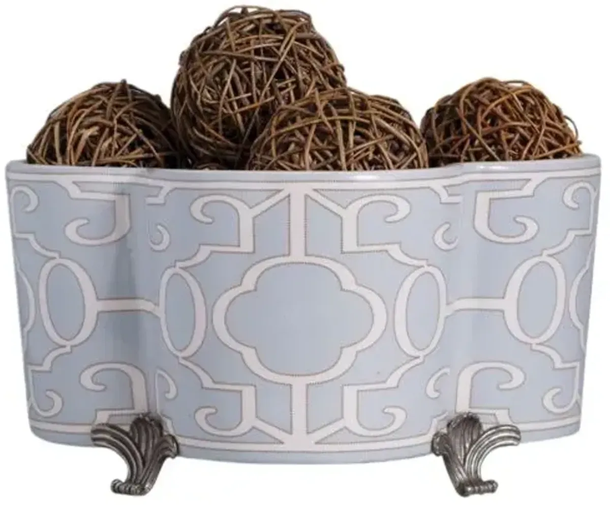 Ming Fretwork Quatrefoil Planter - Blue - Port 68 - 8Hx14D in