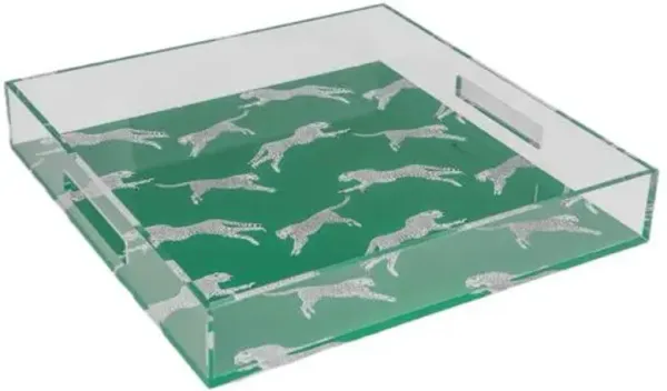 Leaping Cheetah Acrylic Tray - Port 68 - Green