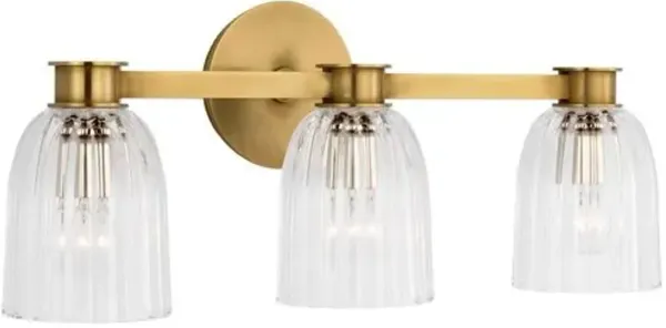 Visual Comfort - Asalea Glass Triple Vanity Light - Gold