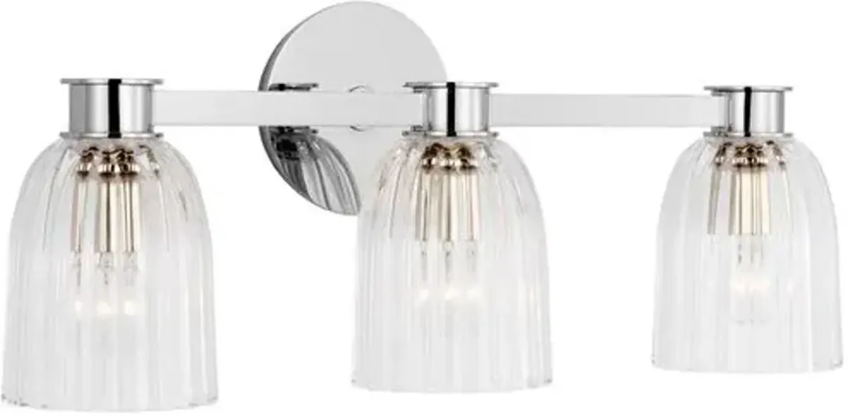 Visual Comfort - Asalea Glass Triple Vanity Light - Silver