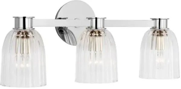 Visual Comfort - Asalea Glass Triple Vanity Light - Silver